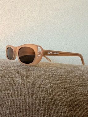 🤎Saint Laurent Nude Oval Sunglasses Chic Minimal Frame ✨